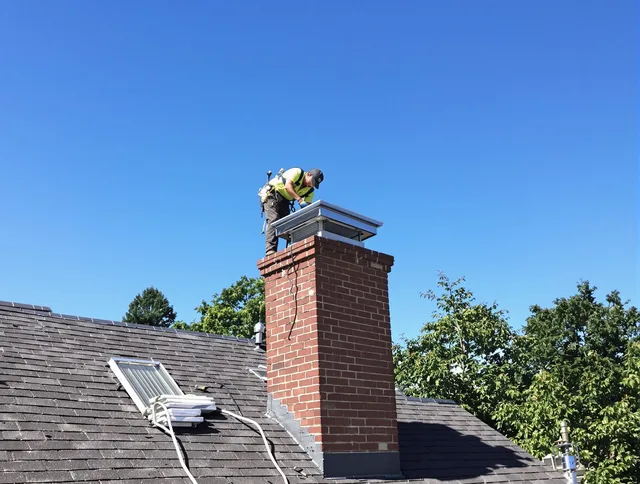 Dana Point Chimney Sweep technician measuring a chimney cap in Dana Point, CA