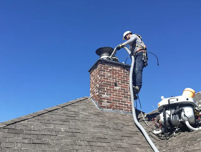 Dedicated Dana Point Chimney Sweep team member cleaning a chimney in Dana Point, CA