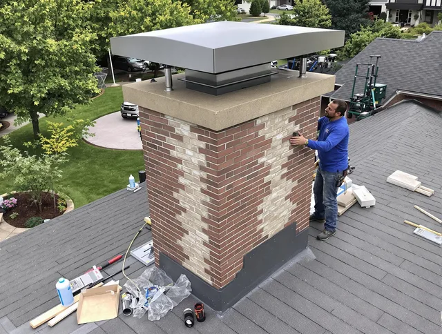 Dana Point Chimney Sweep team working on a custom chimney remodel in Dana Point, CA