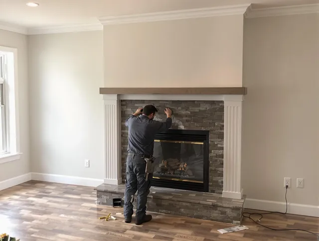 Dana Point Chimney Sweep finishing a custom fireplace install in Dana Point, CA